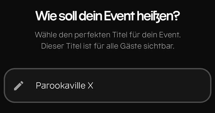 Event erstellen – Namen wählen